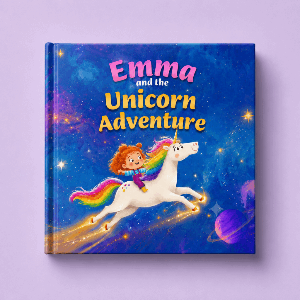 Cover of The Unicorn Adventure, a personalized childrens picture book from Fenous