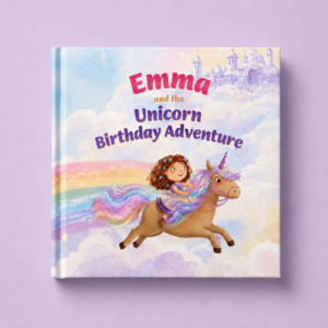 Cover of Unicorn Birthday Adventure, a personalized childrens picture book from Fenous